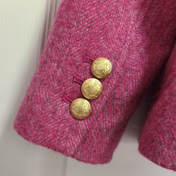Talbots Pink Tweed Blazer Gold Buttons Size 4 Career Wool Blend - Picture 10 of 14